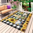 thumbnail image 1 of Sunflowers Gnomes Outdoor Rug 5x7 Ft, Non Slip Washable Area Rug, Summer Botanical Blooms Floral Check Patio Rugs Carpet Runner, Large Floor Mat for Indoor/Outdoor Deck Porch Camping, 1 of 8
