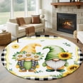 thumbnail image 1 of Sunflowers Gnomes Round Area Rug 6Ft Washable Circle Rugs for Bathroom Office, Eucalyptus Spring Black Checkered Non-Slip Carpet Floor Mats Indoor Outdoor Carpet Runner Aesthetic Home Decor, 1 of 8