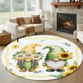 thumbnail image 1 of Sunflowers Gnomes Round Area Rug 7Ft Washable Circle Rugs for Dorm Laundry Room, Eucalyptus Spring Garden Floral Non-Slip Carpet Floor Mats Indoor Outdoor Carpet Runner Aesthetic Home Decor, 1 of 8