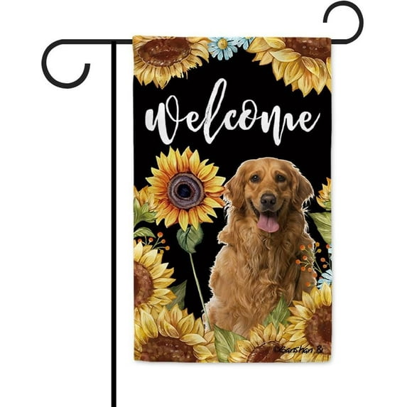 Sunflowers Golden Retriever Garden Flag Dog Floral Spring Summer Decor Flag for Outdoor Yard Double Side 12.5X18 Inch Style 2