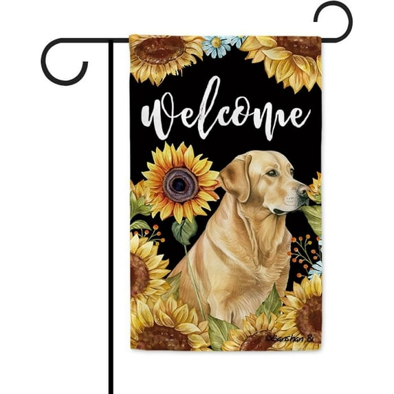 Sunflowers Golden Retriever Garden Flag Watercolor Dog Floral Spring Summer Decor Flag for Outdoor Yard Double Side 12.5X18 Inch