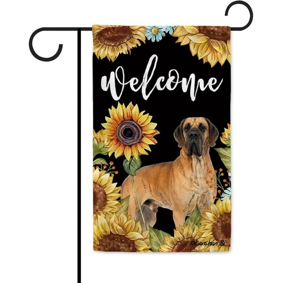 Sunflowers Great Dane Garden Flag Dog Floral Spring Summer Decor Flag for Outdoor Yard Double Side 12.5X18 Inch Style 3