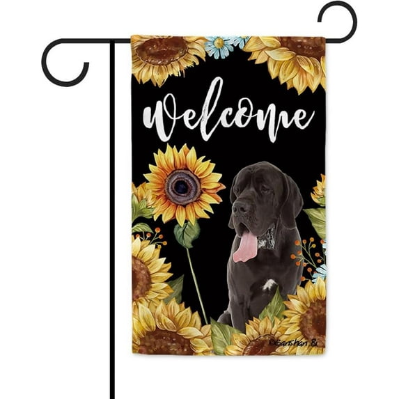 Sunflowers Great Dane Garden Flag Dog Floral Spring Summer Decor Flag for Outdoor Yard Double Side 12.5X18 Inch Style 4