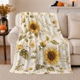 thumbnail image 1 of Sunflowers with Green Foliage, Classic Botanical Style for Flower Lovers, Golden Garden Bloom Scene, Cozy Flannel Blanket for Sunroom and Bedroom, Mother's Day Gift and Rustic Home Decor, 1 of 9