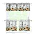 thumbnail image 1 of Sunflowers on the Grey Wooden Board 3-Piece Kitchen Curtains Set Kitchen Curtains Sets with Valance for Windows Rod Pocket Machine Washable Kitchen Decor Decorations (54"x18"+2x27.5"x24"), 1 of 6