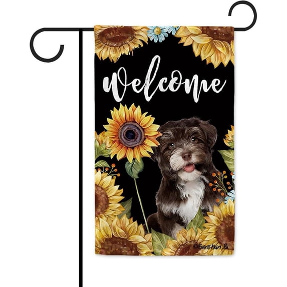 Sunflowers Havanese Garden Flag Dog Floral Spring Summer Decor Flag for Outdoor Yard Double Side 12.5X18 Inch Style 3