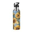 thumbnail image 1 of Sunflowers Insulated Water Bottles Kids Stainless Steel Thermos with Straw Lid Flask Leakproof 20 oz, 1 of 6