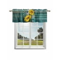 thumbnail image 1 of Sunflowers Kitchen Curtain Valances for Windows Farmhouse Short Curtains, Farmhouse Retro Botanical Floral Wooden Grain Rod Pocket Valance Curtain for Bedroom Cafe Living Room 54"x18", 1 of 8