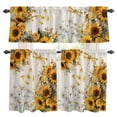 thumbnail image 1 of Sunflowers Kitchen Curtains Valances and Tiers Set of 3 Spring Daisy Floral Butterfly Dragonfly Linen Texture Tier Curtains and Valance with Rod Pocket for Small Windows, 27.5"x24", 1 of 9