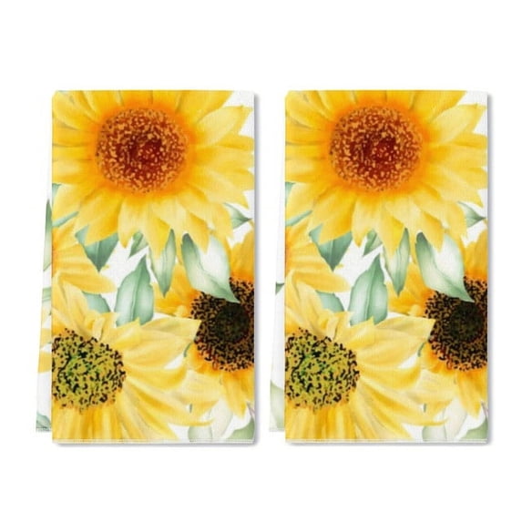 Sunflowers Kitchen Towels Set of 2 Soft Cotton and Super Absorbent Summer Dish Towels Hand Towels for Kitchen Farmhouse Holiday Home Decorations 16x24 Inch