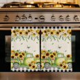thumbnail image 1 of Sunflowers Kitchen Towels Set of 3, Spring Farmhouse Vintage Truck Leaf Black Plaid Absorbent Dish Towels for Kitchen, Microfiber Hand Towel, Quick Drying Tea Towel for Cleaning Decorative Dishcloths, 1 of 7