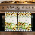 thumbnail image 1 of Sunflowers Kitchen Towels Set of 4, Spring Farmhouse Country Truck Leaf Black Plaid Absorbent Dish Towels for Kitchen, Microfiber Hand Towel, Quick Drying Tea Towel for Cleaning Decorative Dishcloths, 1 of 7