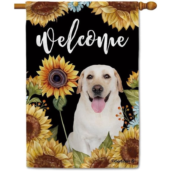 Sunflowers Labrador House Flag Dog Floral Spring Summer Decor Flag for Outdoor Yard Double Side 28X40 Inch Style 7
