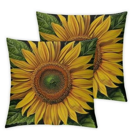 Sunflowers On Black Spring Pillow CoversFlower Outdoor Square Indoor Decorative Throw Pillows