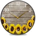 thumbnail image 1 of Sunflowers On Board Pattern Wall Clock Silent Non Ticking 9.5 Inch Round Easy to Read for Home Office School Clock, 1 of 7