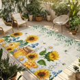 thumbnail image 1 of Sunflowers Outdoor Rug for Patio/Deck/Porch, Non-Slip Large Area Rug 3 x 5 Ft, Floral Green Leaves Bees Watercolor Indoor Outdoor Rugs Washable Area Rugs, Reversible Camping Rug Carpet Runner, 1 of 8