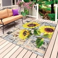 thumbnail image 1 of Sunflowers Outdoor Rug for Patio/Deck/Porch, Non-Slip Large Area Rug 5 x 7 Ft, Botanical Floral Farmhouse Retro Wood Grain Indoor Outdoor Rugs Washable Area Rugs, Reversible Camping Rug Carpet Runner, 1 of 8