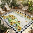 thumbnail image 1 of Sunflowers Outdoor Rug for Patio/Deck/Porch, Non-Slip Large Area Rug 5 x 7 Ft, Spring Farmhouse Country Truck Leaf Black Plaid Indoor Outdoor Rugs Washable Area Rugs, Camping Rug Carpet Runner, 1 of 8