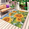 thumbnail image 1 of Sunflowers Outdoor Rug for Patio/Deck/Porch, Non-Slip Large Area Rug 5 x 7 Ft, Watercolor Summer Flowers Botanical Indoor Outdoor Rugs Washable Area Rugs, Reversible Camping Rug Carpet Runner, 1 of 8