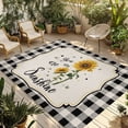 thumbnail image 1 of Sunflowers Outdoor Rug for Patio/Deck/Porch, Non-Slip Large Area Rug 5 x 7 Ft, Yellow Floral Botanical Black White Checkered Rustic Indoor Outdoor Rugs Washable Area Rugs, Camping Rug Carpet Runner, 1 of 8