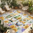 thumbnail image 1 of Sunflowers Outdoor Rug for Patio/Deck/Porch, Non-Slip Large Area Rug 5 x 8 Ft, Spring Flowers Gnomes Hydrangea Daisy Wood Indoor Outdoor Rugs Washable Area Rugs, Reversible Camping Rug Carpet Runner, 1 of 8