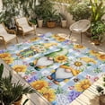 thumbnail image 1 of Sunflowers Outdoor Rug for Patio/Deck/Porch, Non-Slip Large Area Rug 5 x 8 Ft, Spring Gnomes Daisy Hydrangea Flowers Blue Plaid Indoor Outdoor Rugs Washable Area Rugs, Camping Rug Carpet Runner, 1 of 8