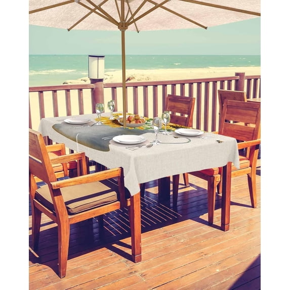 Sunflowers Outdoor Tablecloth - 54x80 Inch Rectangle Dining Table Cover, Summer Bee Botanical Floral Rustic Waterproof Outdoor Table Cloth with Umbrella Hole & Zipper for Picnic/Patio/Party