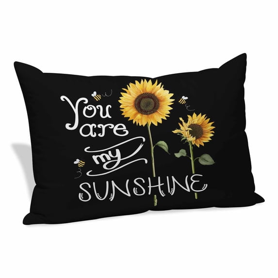 Sunflowers Pillow Covers, Linen Long Throw Pillow Case, Modern Bee You Are My Sunshine Black Holiday Pillow Protector Decorative Cushion Cover for Living Room/Bedroom 20" x 36"