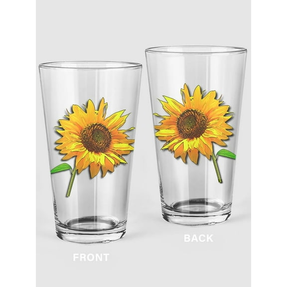 Sunflowers Pint Glass -SPIdeals Designs, 16 oz Transparent Glass