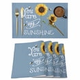 thumbnail image 1 of Sunflowers Placemats Set of 12, Modern Bee You Are My Sunshine Blue Placemats for Dining Table, Place Mats for Kitchen Tabletop, Waterproof Wipeable Dining Table Mats Set, 1 of 9
