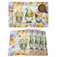 thumbnail image 1 of Sunflowers Placemats Set of 4, Spring Flowers Gnomes Hydrangea Daisy Wood Placemats for Dining Table, Place Mats for Kitchen Tabletop, Waterproof Wipeable Dining Table Mats Set, 1 of 9