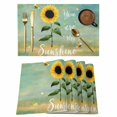 thumbnail image 1 of Sunflowers Placemats Set of 6, Botanical Ombre Flowers You Are My Sunshine Placemats for Dining Table, Place Mats for Kitchen Tabletop, Waterproof Wipeable Dining Table Mats Set, 1 of 9