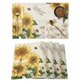 thumbnail image 1 of Sunflowers Placemats Set of 6, Farmhouse Retro Butterfly Beige Yellow Placemats for Dining Table, Place Mats for Kitchen Tabletop, Waterproof Wipeable Dining Table Mats Set, 1 of 9