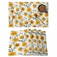 thumbnail image 1 of Sunflowers Placemats Set of 6 Spring Botanical Yellow Flowers Branches Place Mats Indoor Wipeable Table Mats Washable Cloth Dining Table Placemats for Kitchen Holiday Party Home Decor 13x19 Inch, 1 of 9