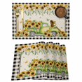 thumbnail image 1 of Sunflowers Placemats Set of 8, Spring Farmhouse Vintage Truck Leaf Black Plaid Placemats for Dining Table, Place Mats for Kitchen Tabletop, Waterproof Wipeable Dining Table Mats Set, 1 of 9