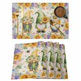 thumbnail image 1 of Sunflowers Placemats Set of 8, Spring Gnomes Hydrangea Daisy Botanical Beige Placemats for Dining Table, Place Mats for Kitchen Tabletop, Waterproof Wipeable Dining Table Mats Set, 1 of 9