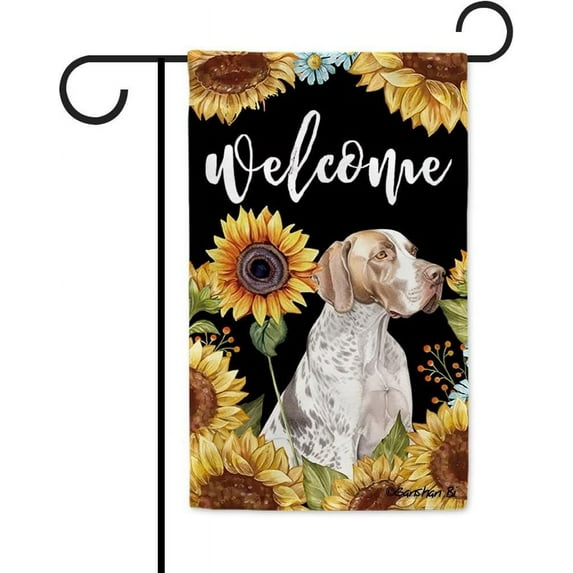 Sunflowers Pointer Garden Flag Watercolor Dog Floral Spring Summer Decor Flag for Outdoor Yard Double Side 12.5X18 Inch