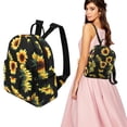 thumbnail image 1 of Sunflowers Printing Mini Backpack，Small Backpack Purse For Women,Rope Crossbody Shoulder Bag (Black Sunflower), 1 of 8