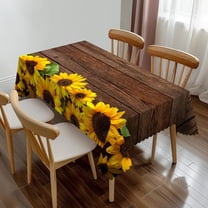 Sunflowers Rectangle Tablecloth Garden Sunflower Wooden Board Table Cloth Dining Table Cover for Home Kitchen Restaurant Party Buffet Picnic 60 x 84 Inch
