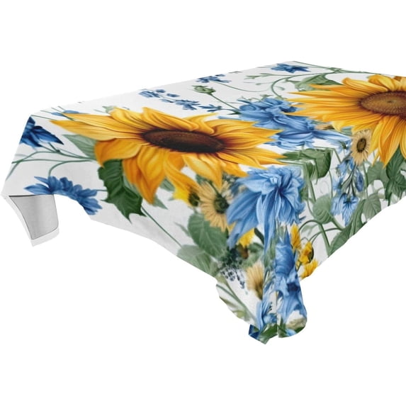 Sunflowers Rectangle Tablecloth Waterproof Polyester Table Clothative Stain Resistant & Wrinkle Resistant Washable Table Cover for Dining Table/Party/Camping 60x60 Inch Decor Gift