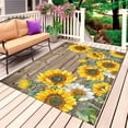 thumbnail image 1 of Sunflowers Retro Outdoor Rug for Patio/Deck/Porch, Non-Slip Large Area Rug 5 x 7 Ft, Pastoral Floral Wooden Planks Farmhouse Indoor Outdoor Rugs Washable Area Rugs, Camping Rug Carpet Runner, 1 of 8