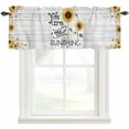 thumbnail image 1 of Sunflowers Rod Pocket Curtain Valance, Farmhosue You Are My Sunshine Wooden Grain Farmhouse Window Valance for Living Room, Bedroom, Kitchen 54"W x 18"L, 1 of 9