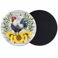 thumbnail image 1 of Sunflowers Rooster Coasters Set of 2, Absorbent Coasters for Drinks, Wooden Watercolor Leaves Retro Art Coaster for Desk Coffee Table Protection, Home Decor House Warming Gifts 4", 1 of 8