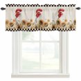 thumbnail image 1 of Sunflowers Rooster Farmhouse Short Window Curtain Valances, Farmhouse Vintage Beige Burlap Plaid Rod Pocket Kitchen Valances for Living Room Bedroom Bathroom Cafe 54" x 18", 1 of 8