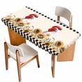 thumbnail image 1 of Sunflowers Rooster Table Cloths for 6 Foot Rectangle Tables, Farmhouse Vintage Black White Plaid Patio Waterproof Elastic Fitted Tablecloths, Washable Rectangular Table Cover for Camping, 1 of 8