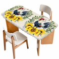 thumbnail image 1 of Sunflowers Rooster Table Cloths for 6 Foot Rectangle Tables, Watercolor Leaves Retro Art Rustic Patio Waterproof Elastic Fitted Tablecloths, Washable Rectangular Table Cover for Camping, 1 of 8