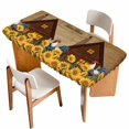 thumbnail image 1 of Sunflowers Roosters Table Cloths for 6 Foot Rectangle Tables, Vintage Farmhouse Farm Countryside Patio Waterproof Elastic Fitted Tablecloths, Washable Rectangular Table Cover for Camping, 1 of 8