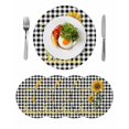 thumbnail image 1 of Sunflowers Round 13 Inch Placemats Set of 4, Spring Summer Bees Floral Black Plaid HeatResistant Non Slip Place Mats for Dining Table, Wipeable Braided Kitchen Table Mats for Housewarming, 1 of 9