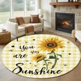 thumbnail image 1 of Sunflowers Round Area Rug 5Ft Washable Circle Rugs for Living Room Bedroom, Spring Summer Bees Floral Yellow Plaid Non-Slip Carpet Floor Mats Indoor Outdoor Carpet Runner Aesthetic Home Decor, 1 of 8