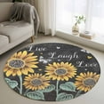 thumbnail image 1 of Sunflowers Rustic 4ft Round Rug, Spring Summer Pastoral Flowers Black Non-Skid Rubber Backing Large Area Rugs - Living Room Bedroom Home Office, Indoor Floor Mat Carpets Washable Rug, 1 of 9